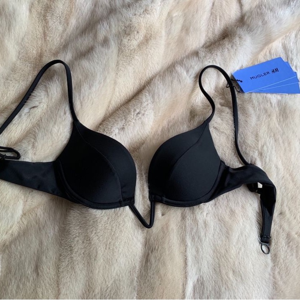 Mugler H&M Padded Bikini Top Black New with Tags Size 2